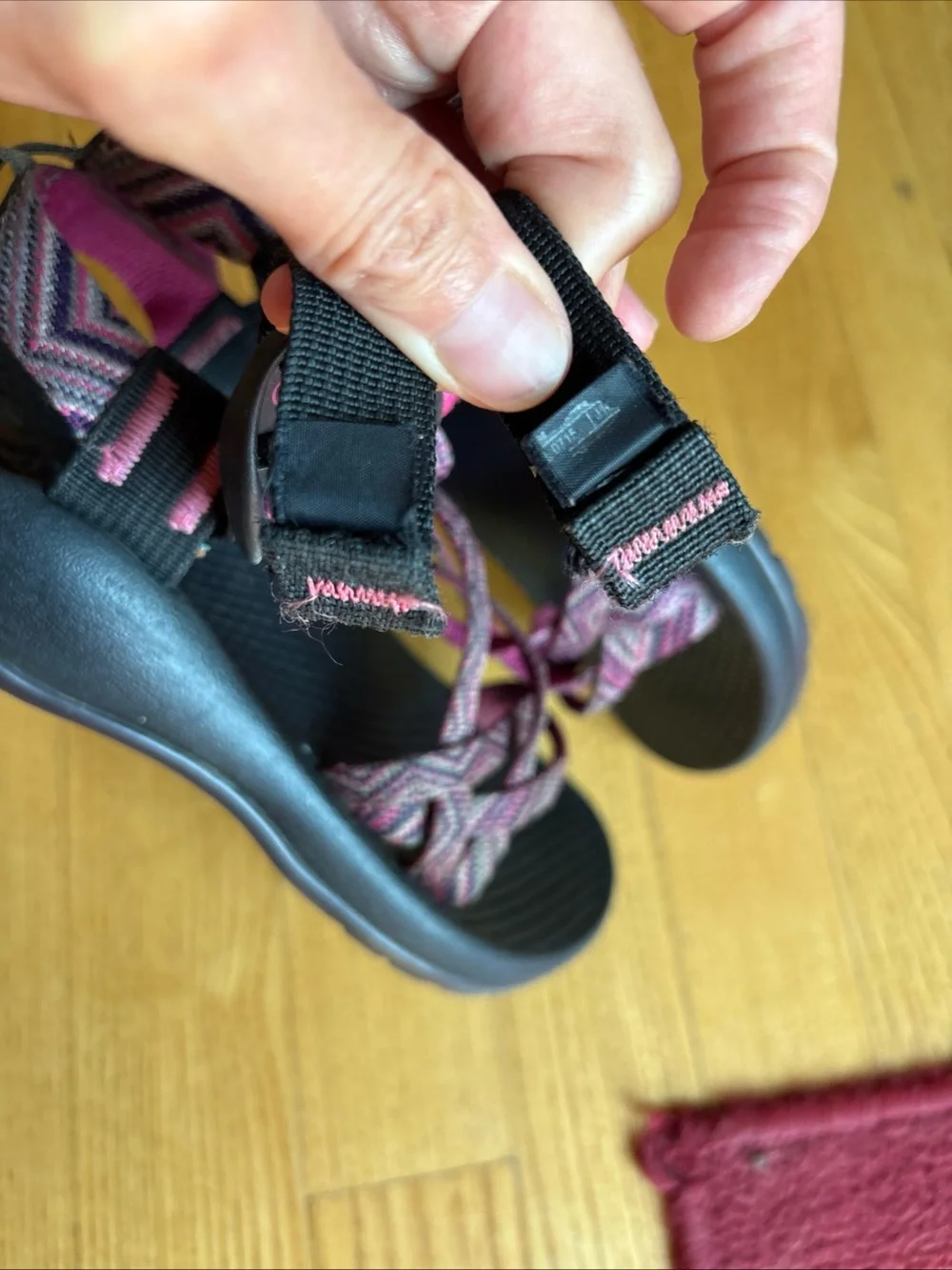 Chaco ZX/1 Classic Sandals Youth Size 1 Ecotread Pink Purple Black Multi-colored